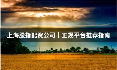 上海股指配资公司｜正规平台推荐指南